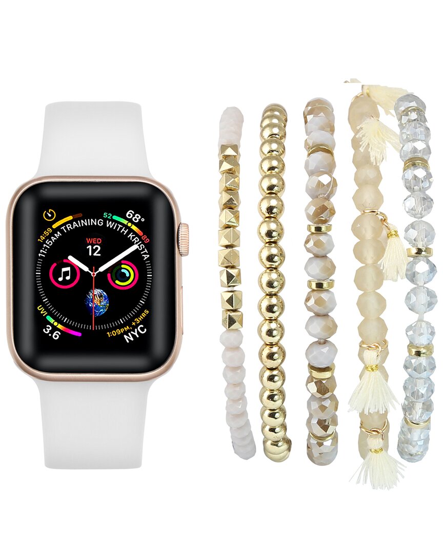 Shop Posh Tech White Silicone Band For Apple Watch And Bracelet Bundle