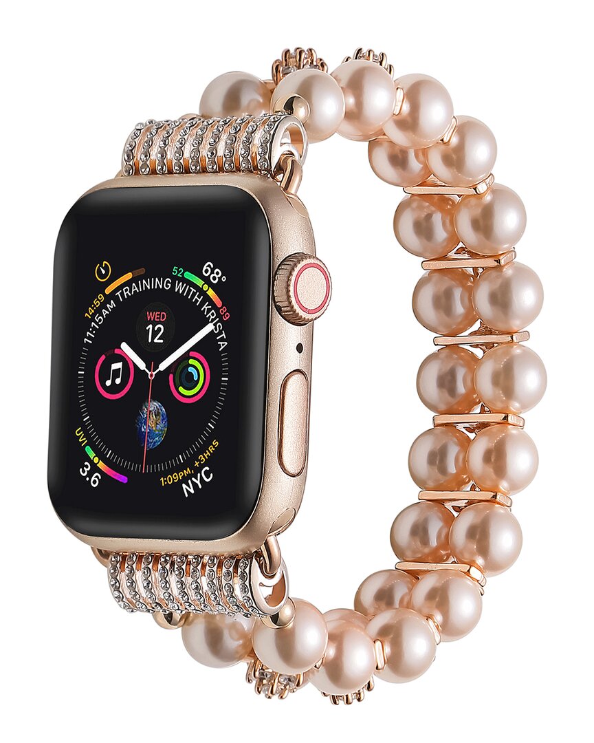 Shop Posh Tech Rose Gold Skinny Faux Pearl Band For Apple Watch