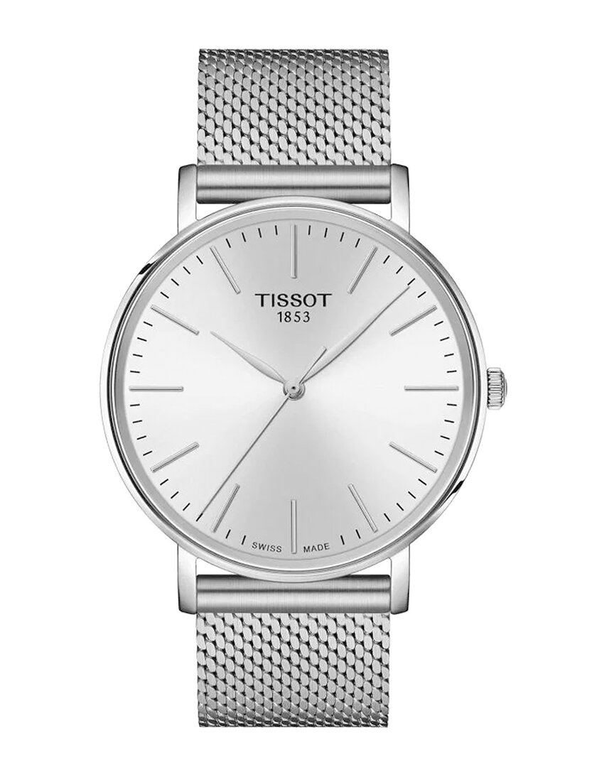 Tissot Men's Swiss Everytime Stainless Steel Mesh Bracelet Watch 40mm In Grey