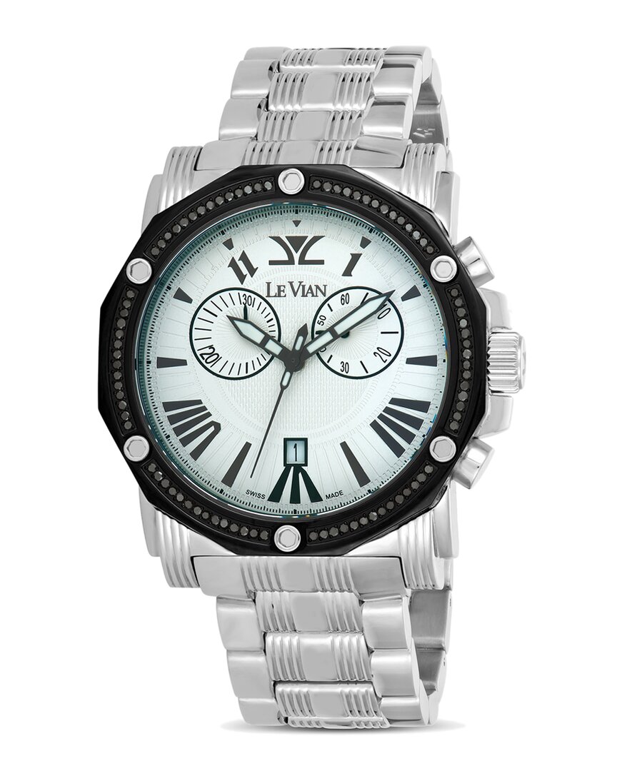 Le Vian Time Chronograph Quartz Diamond White Dial Ladies Watch Zrpa 21b In Black / White