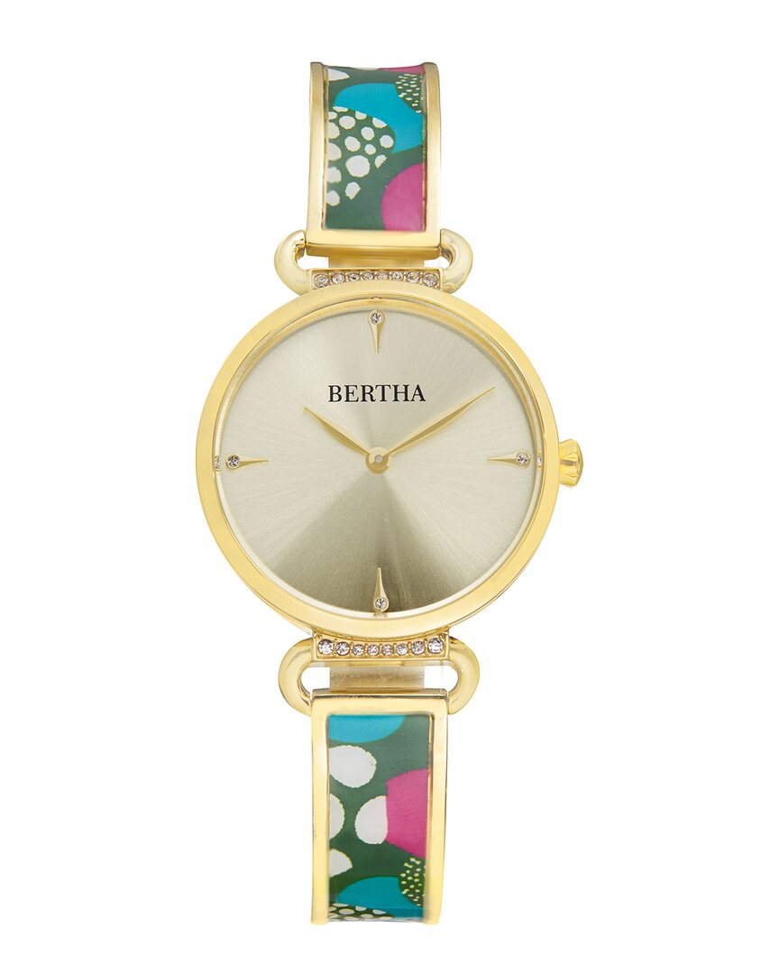 Bertha Katherine Enamel Designed Silver-tone Or Gold-tone Or Rose Gold Bracelet Watch, 33mm