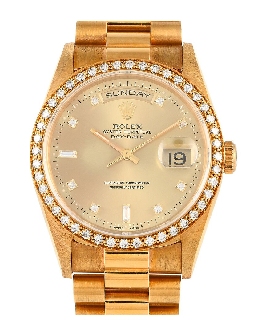 Rolex Unisex Day-date Diamond Watch In Gold