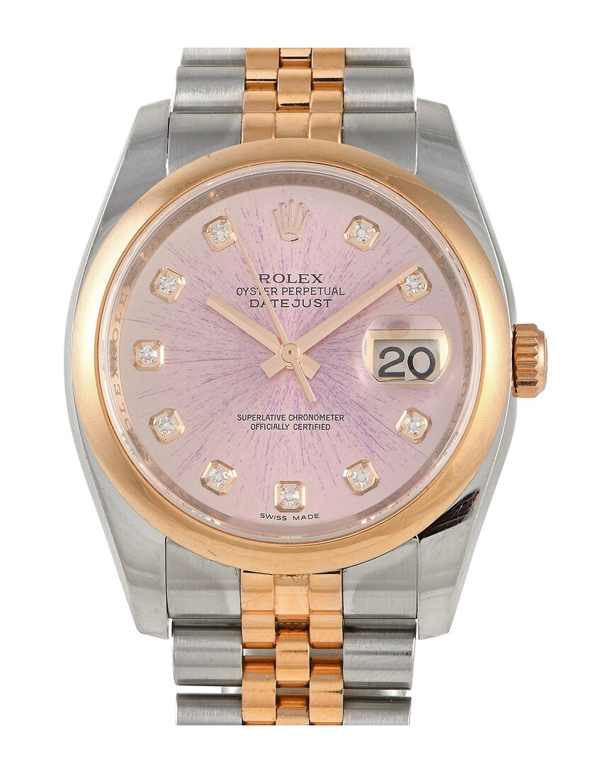 Rolex Women's Datejust Diamond Watch, Circa 2010 (authentic ) In Pink
