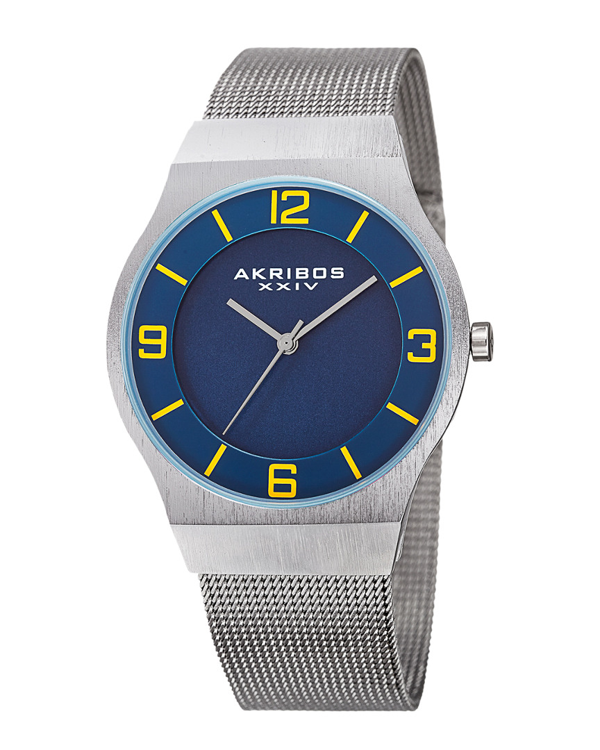 Akribos Xxiv Men's Stainless Steel Watch In Multicolor