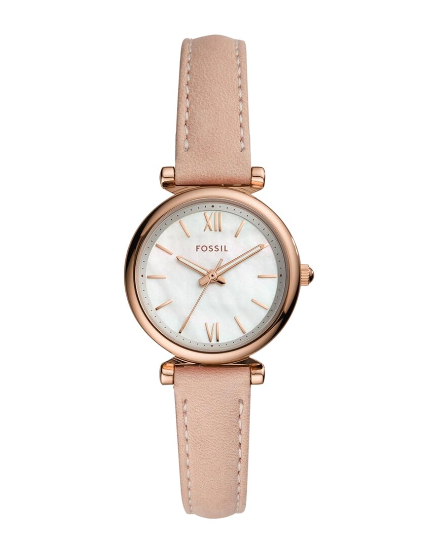 Fossil Women's Carlie Mini Blush Leather Strap Watch 28mm