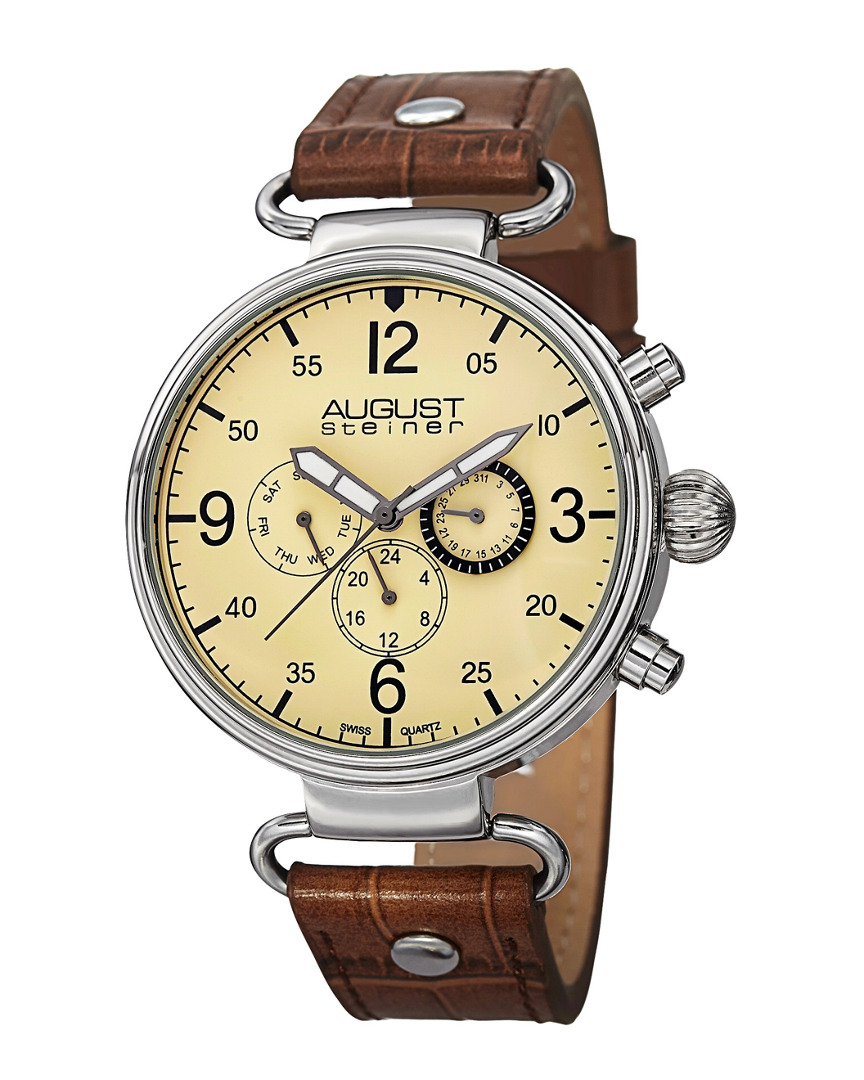August Steiner Men's  Genuine Leather Watch