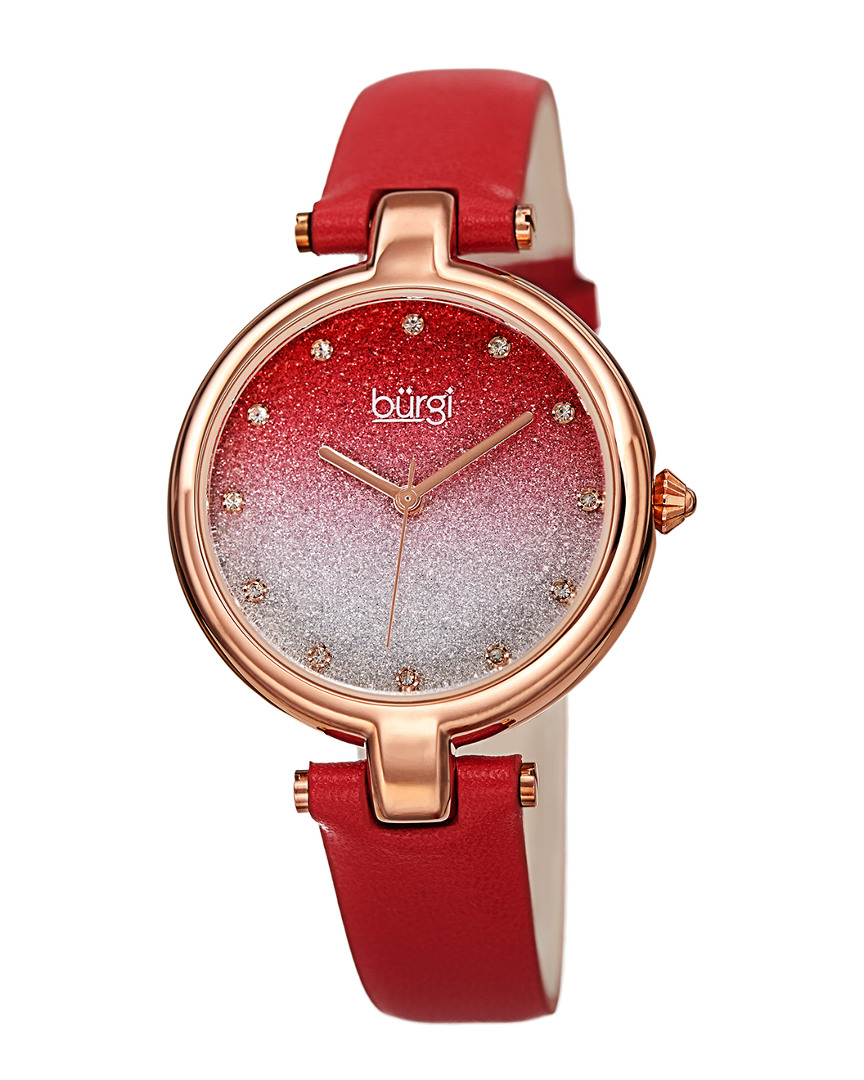 Burgi Women's Red Leather Watch