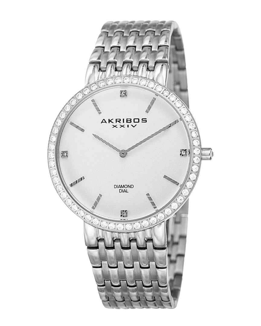 Akribos Xxiv Diamond Accent Stainless Steel Watch
