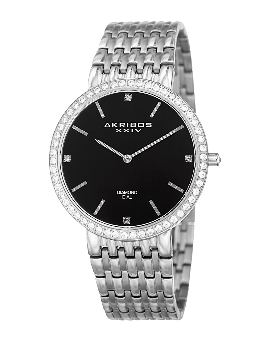 Akribos Xxiv Diamond Accent Stainless Steel Watch