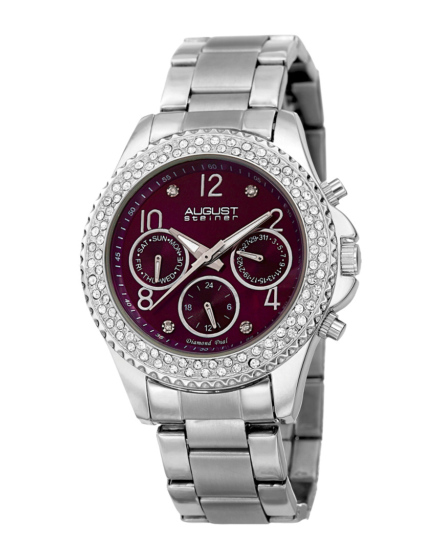 August Steiner Women's Stainless Steel Diamond Watch