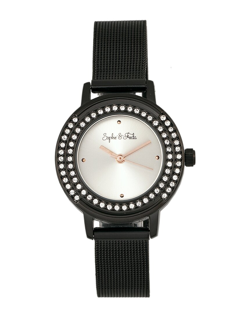Sophie And Freda Cambridge Bracelet Watch With Swarovski Crystals In Black