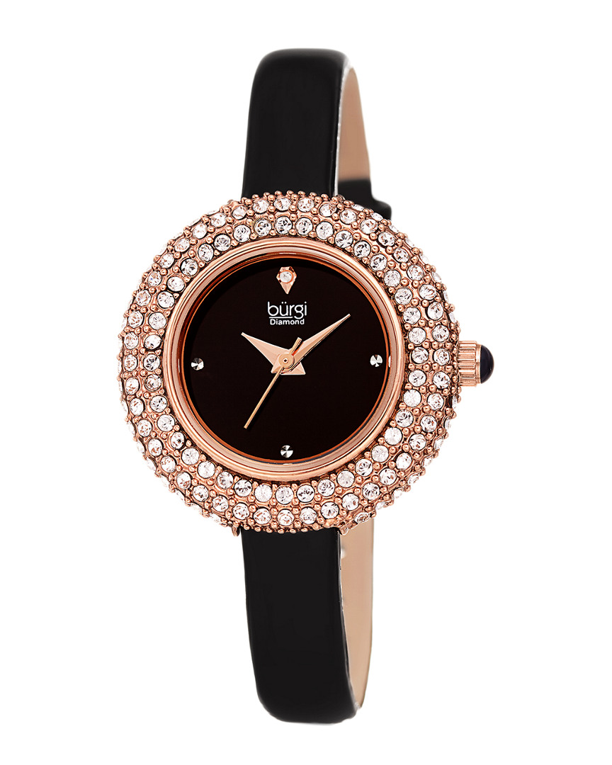 Burgi Women's Diamond Dial Swarovski Encrusted Watch