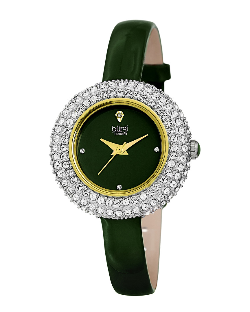 Burgi Women's Swaroski Encrusted & Diamond Marker Watch