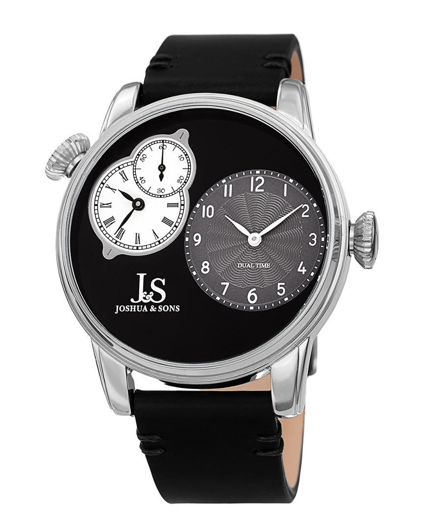 Joshua And Sons Joshua & Sons Men's Leather Watch In Black