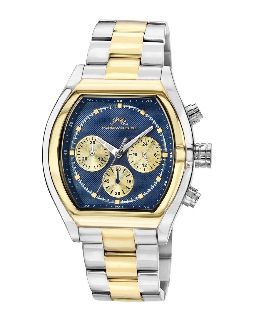Porsamo Bleu Roman Chronograph Quartz Blue Dial Men's Watch 1291eros In Two Tone  / Blue / Gold Tone / Yellow