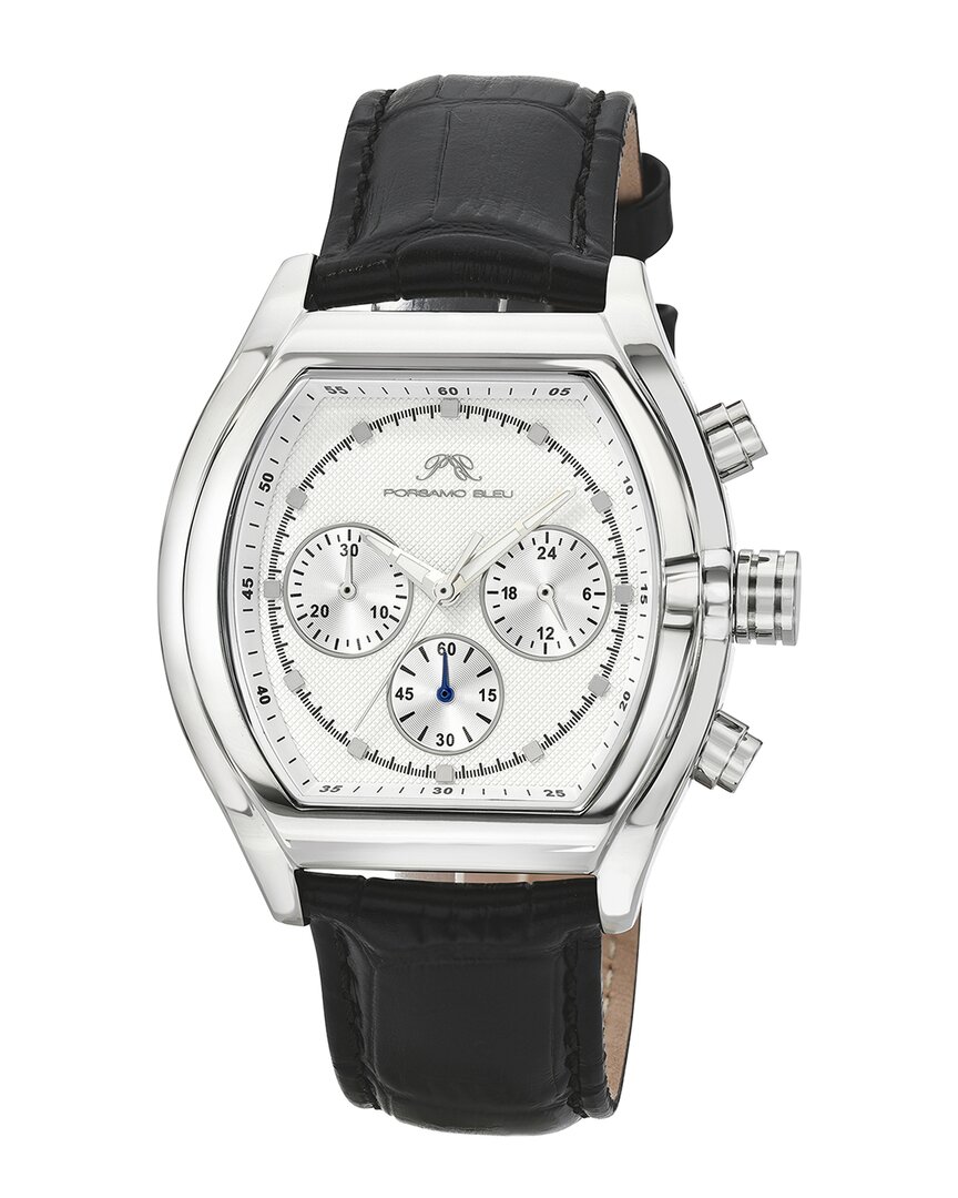 Porsamo Bleu Roman Chronograph Quartz White Dial Men's Watch 1292arol In Black / Silver / White