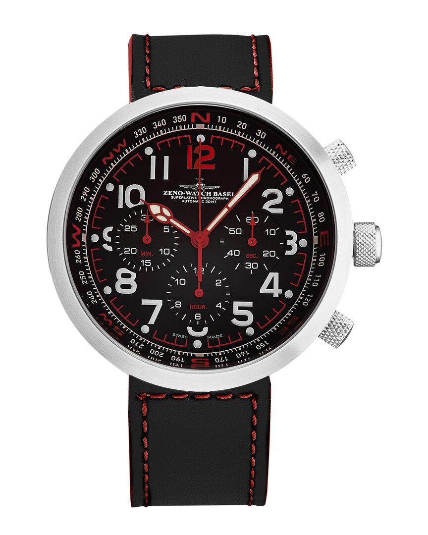 Zeno Ronda Auto Chronograph Automatic Black Dial Mens Watch B560-a17 In Red   / Black
