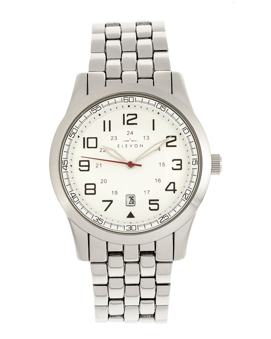 Elevon Garrison White Dial Men's Watch Ele105-1 In Silver / White