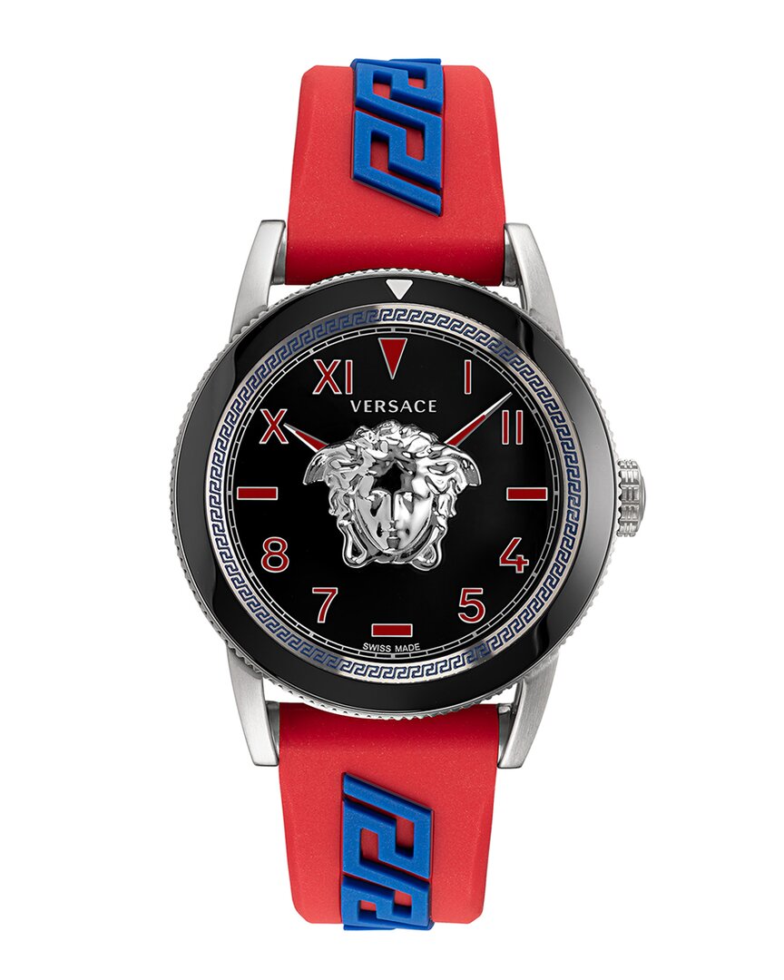 Versace Men's Palazzo Stainless Steel Greca Silicone Watch