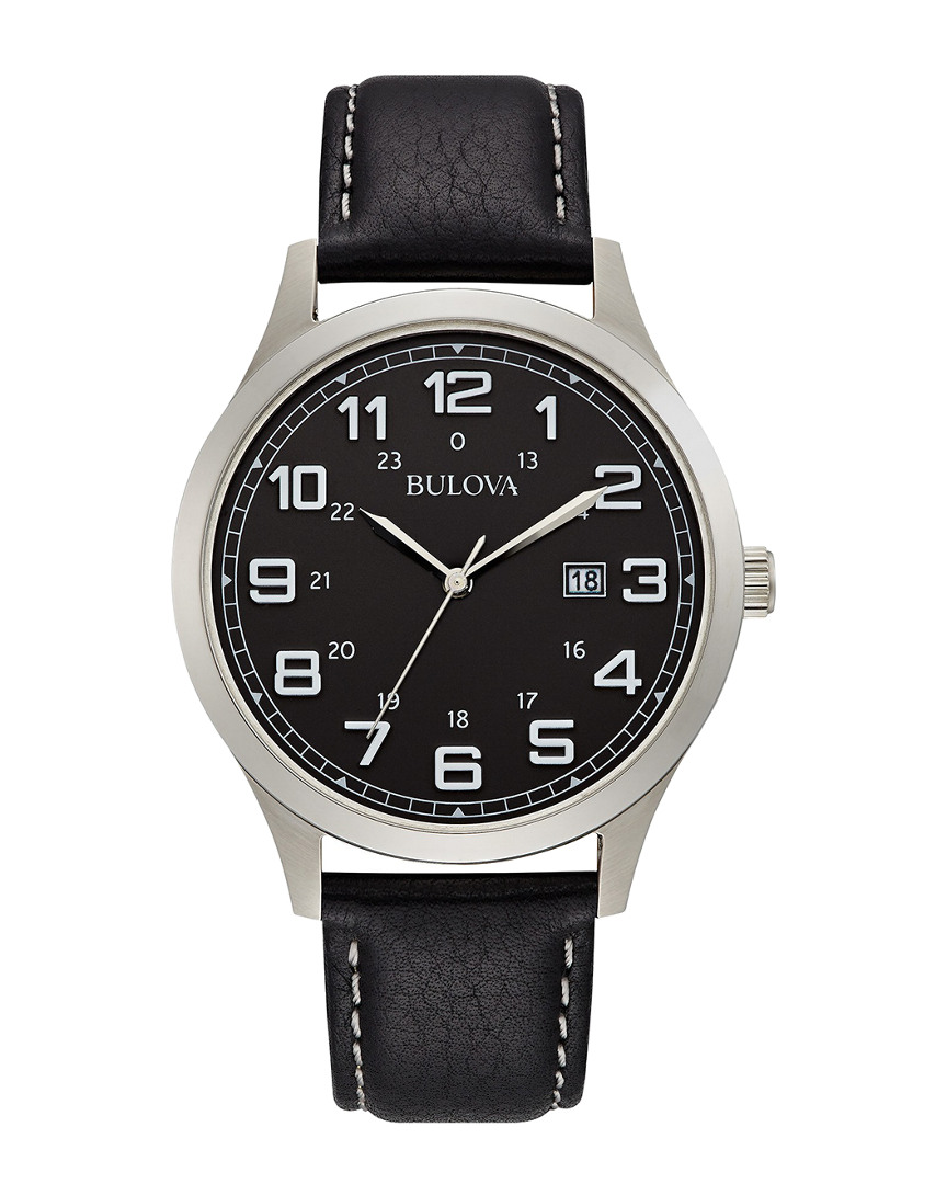 Shop Bulova Men's Leather Watch