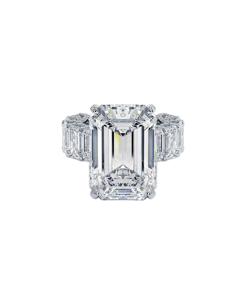 Lab Grown Diamonds 10 Carat Emerald Cut Micropave Lucida Set Masterpi