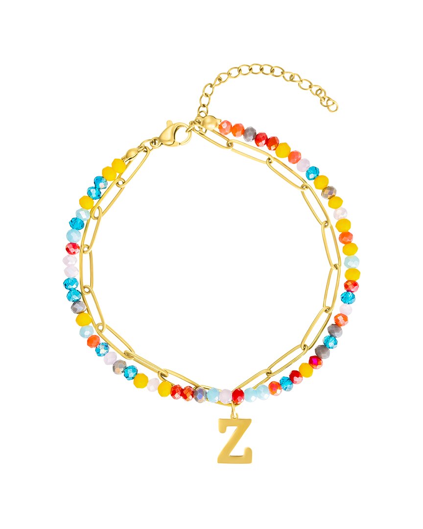 Adornia 14k Plated Layered Initial Bracelet