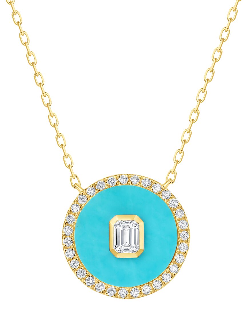 Sabrina Designs 14k 2.74 Ct. Tw. Diamond & Turquoise Medallion Necklace