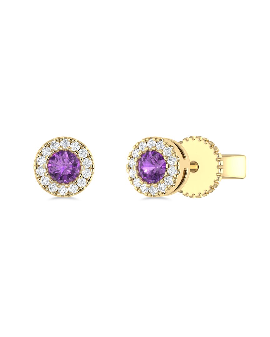 Sabrina Designs 14k 0.16 Ct. Tw. Diamond & Amethyst Studs