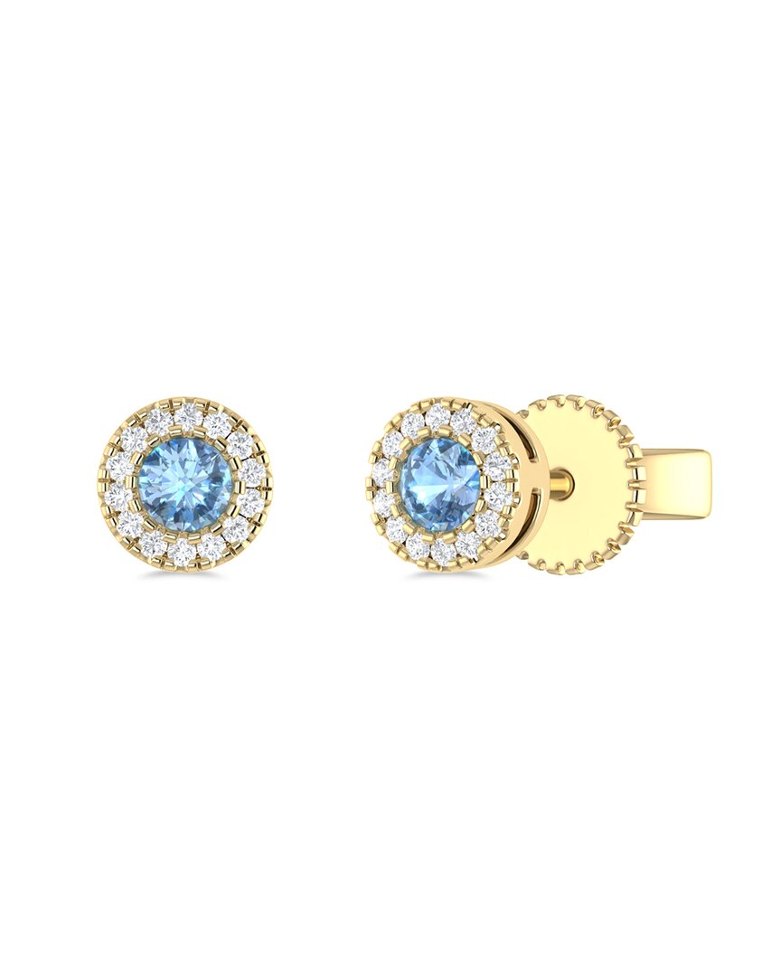 Sabrina Designs 14k 0.16 Ct. Tw. Diamond & Aquamarine Studs