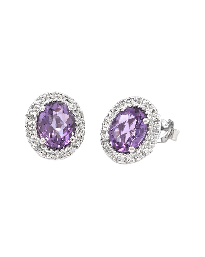 Gemstones Silver 5.23 Ct. Tw. Diamond & Amethyst Earrings