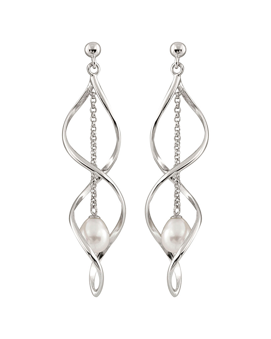 Splendid Pearls Silver 7.5-8mm Freshwater Pearl Earrings In Metallic