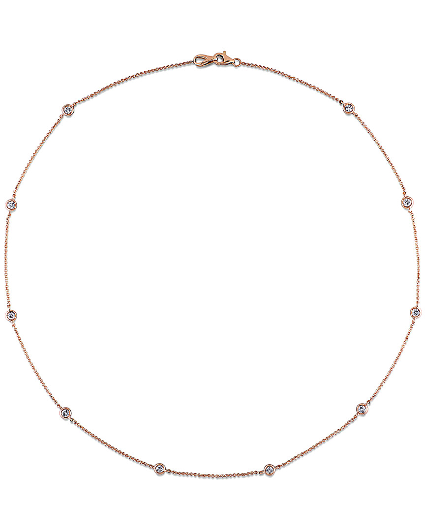 Diamond Select Cuts 14k Rose Gold 0.75 Ct. Tw. Diamond Station Necklace In Gold