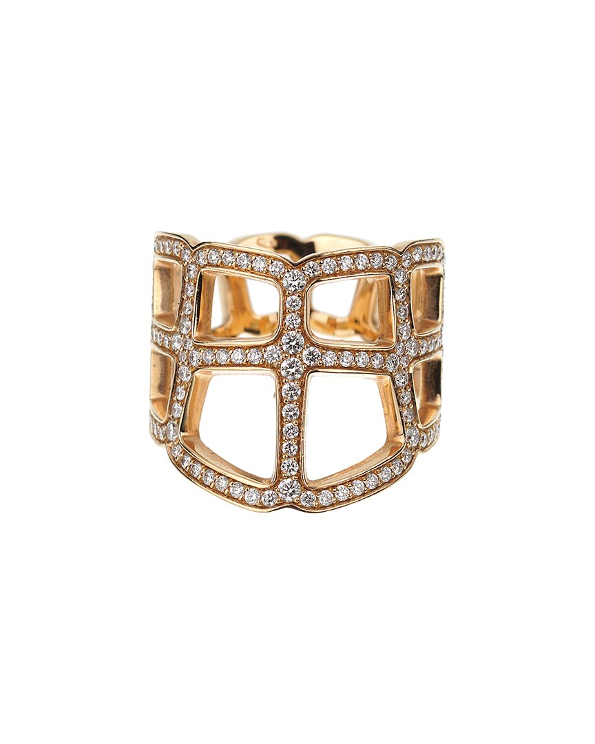 Pre-owned Hermes 18k 0.79 Ct. Tw. Diamond Niloticus Ombre Cocktail Ring (authentic ) In Gold