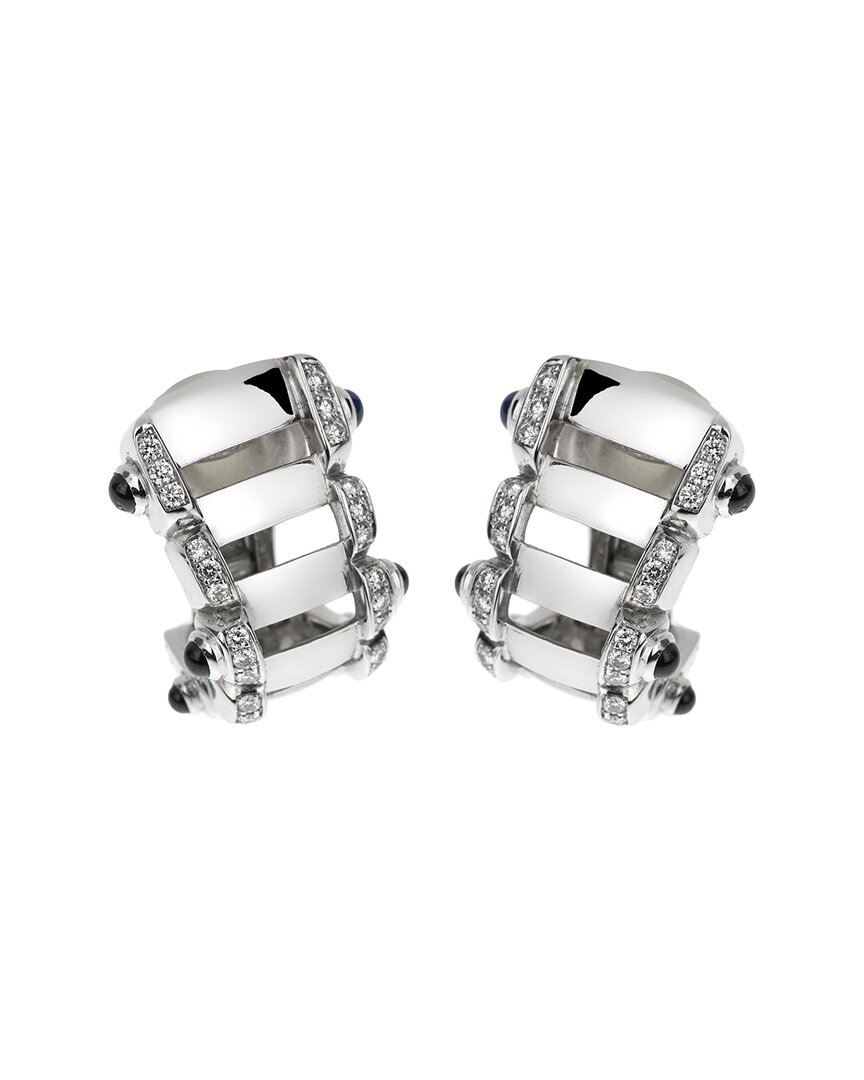 Patek Philippe 18k 1.06 Ct. Tw. Diamond & Sapphire Earrings (authentic )