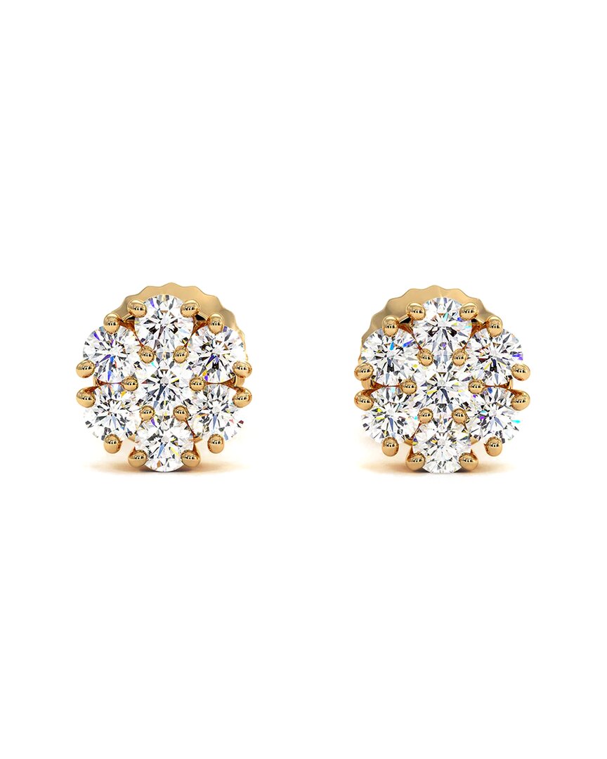 Lab Grown Diamonds 14k 0.75 Ct. Tw. Lab-grown Diamond Flower Earrings In Gold