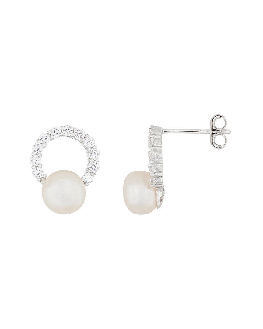 Splendid Pearls Silver 6.5-7mm Freshwater Pearl Earrings