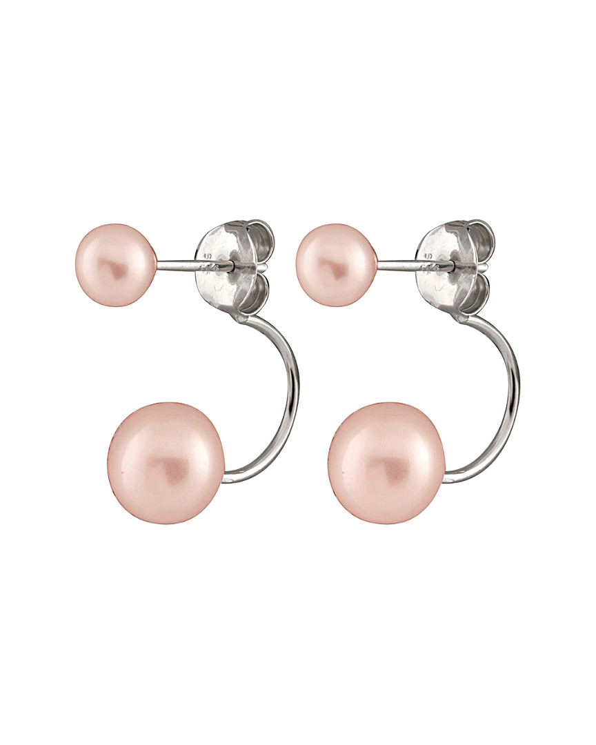 Splendid Pearls Silver 6-10mm Freshwater Double Pearl Earrings