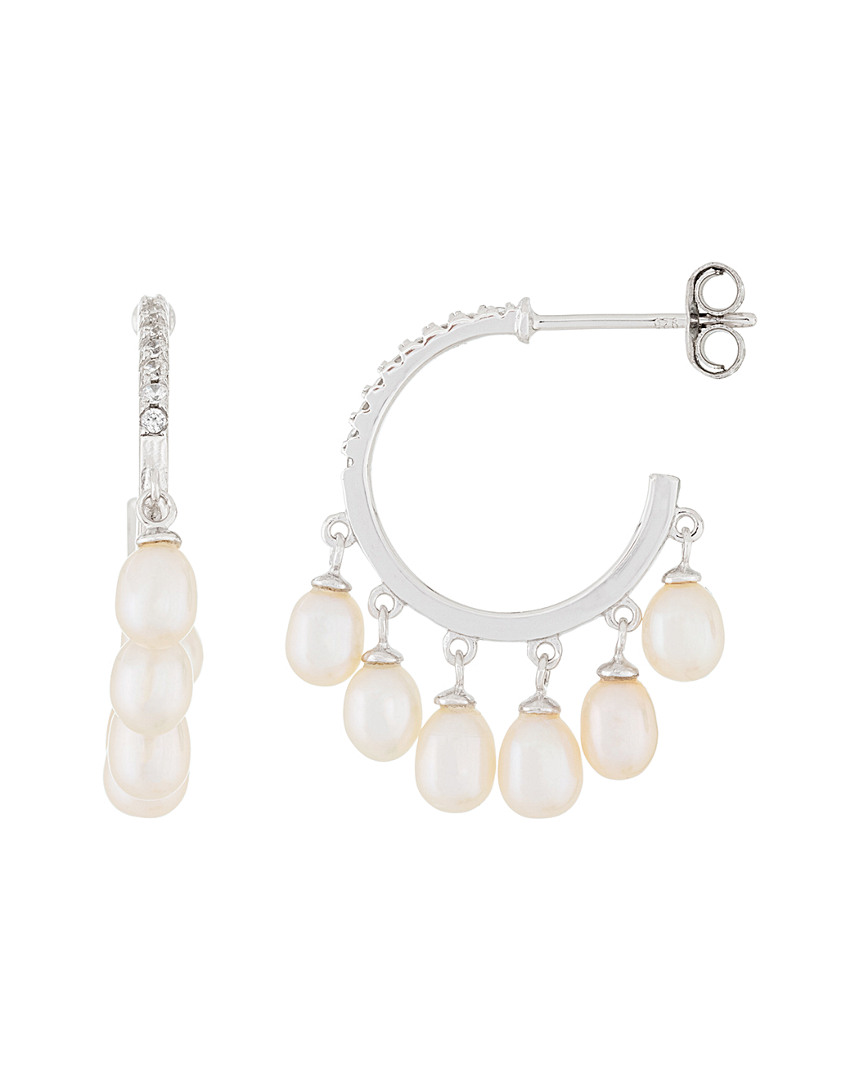 Splendid Pearls Silver 3.5-4mm Freshwater Pearl Hoop Earrings