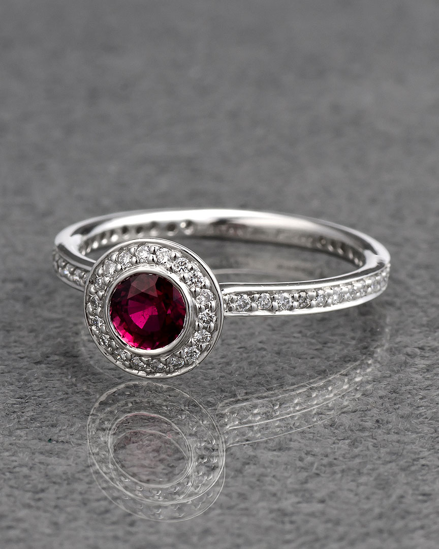 Ritani Platinum 1.05 Cttw. Diamond & Ruby Ring In Metallic