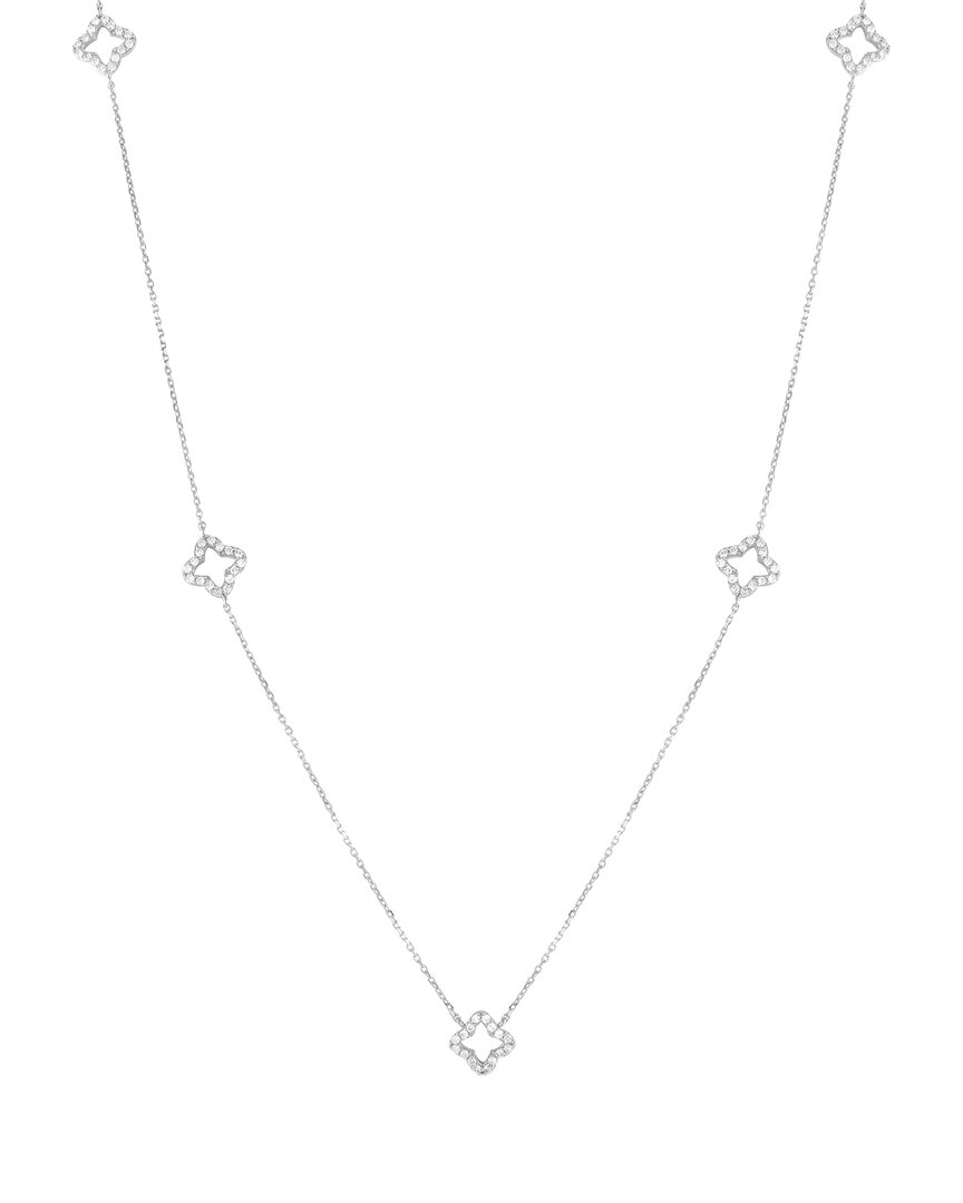 Diamond Select Cuts 14k 1.00 Ct. Tw. Diamond Quatrefoil Station Necklace In Gray