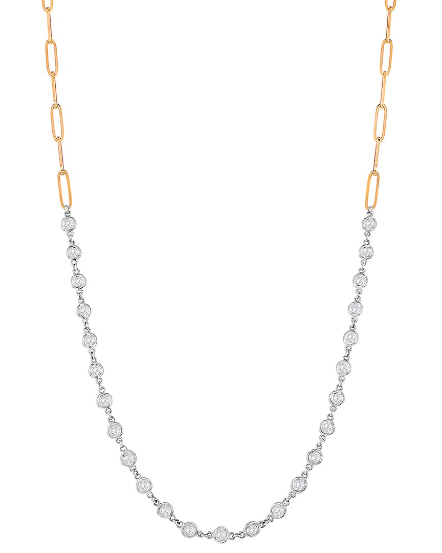 Jewels By Viomo 14k Rose Gold 1.25 Ct. Tw. Diamond By The Yard Paperclip Necklace