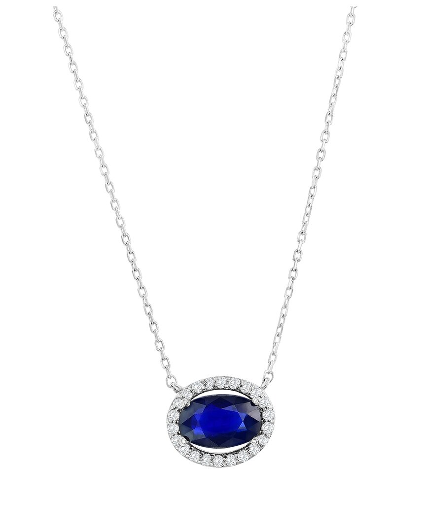 Jewels By Viomo 14k 1.89 Ct. Tw. Diamond & Sapphire East/west Pendant