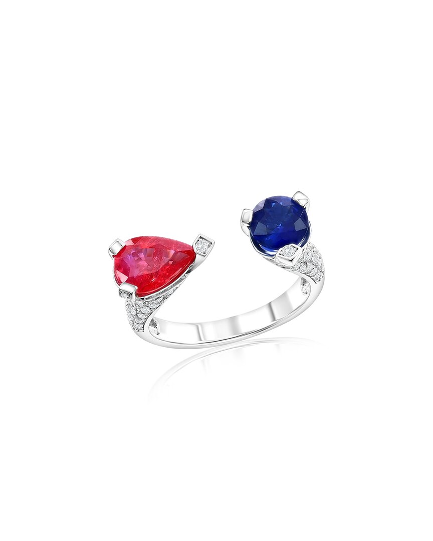 Jewels By Viomo 14k 2.47 Ct. Tw. Diamond & Sapphire Open Style Ring