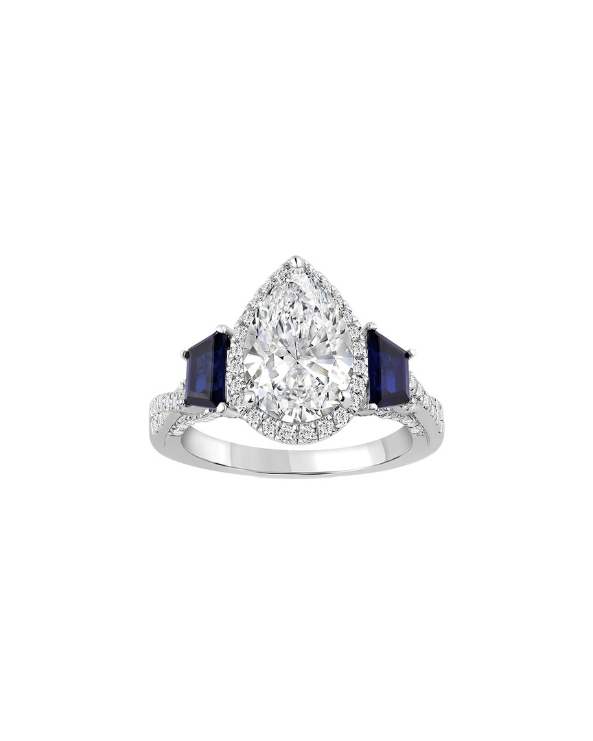 Brilliant Bloom 14k 4.40 Ct. Tw. Lab-grown Diamond & Sapphire Bridal Ring