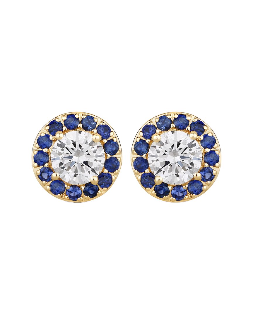 Diana M Lab Grown Diamonds Diana M 14k 1.52 Ct. Tw. Lab-grown Diamond & Lab-grown Sapphire Studs