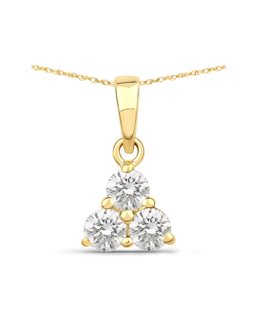 Diana M Lab Grown Diamonds Diana M 14k 0.51 Ct. Tw. Lab-grown Diamond Three-stone Pendant