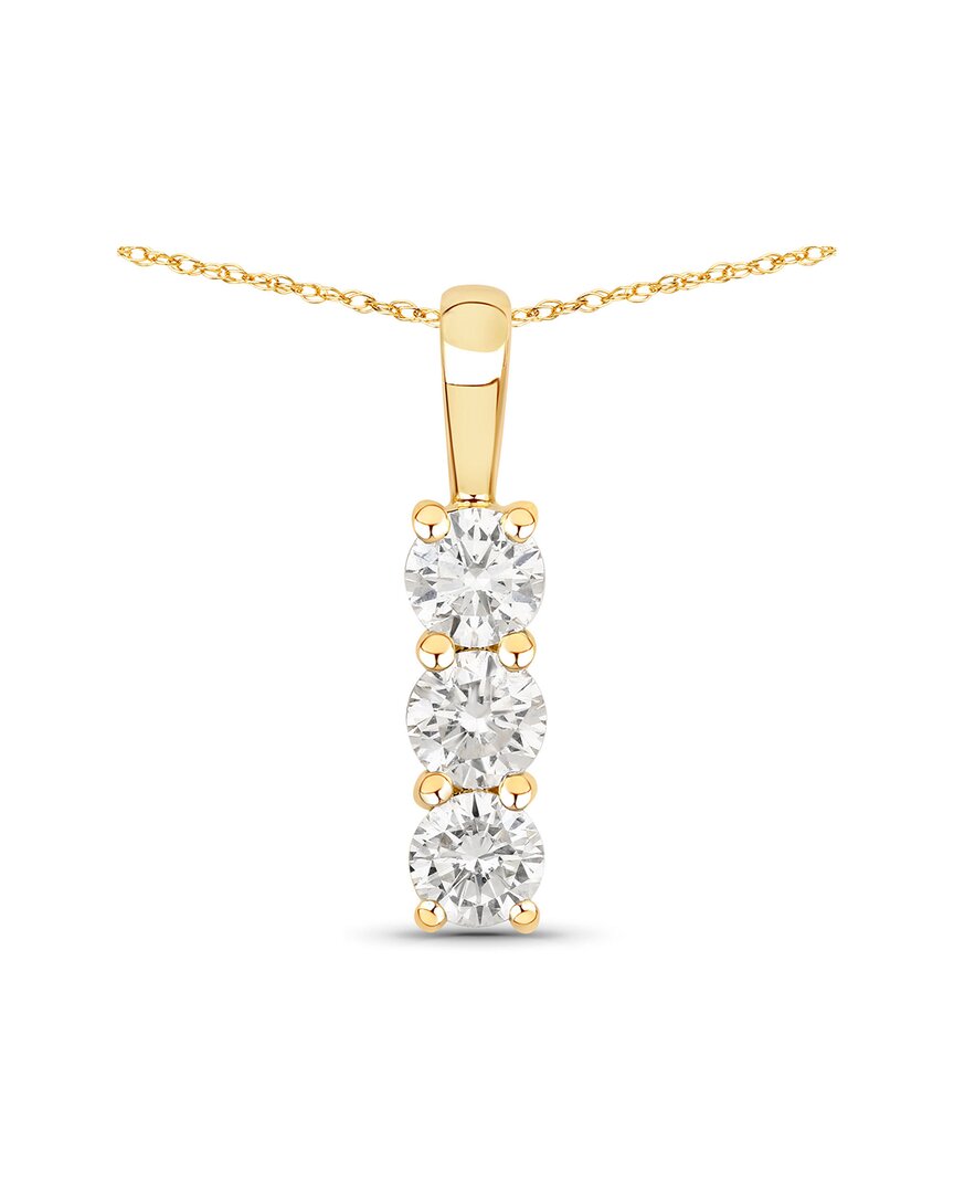 Diana M Lab Grown Diamonds Diana M 14k 0.75 Ct. Tw. Lab-grown Diamond Three-stone Pendant