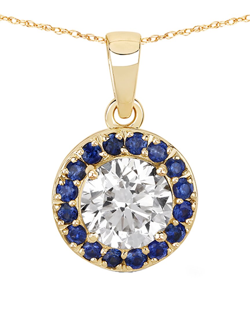 Diana M Lab Grown Diamonds Diana M 14k 1.32 Ct. Tw. Lab-grown Diamond & Lab-grown Sapphire Circle Pendant