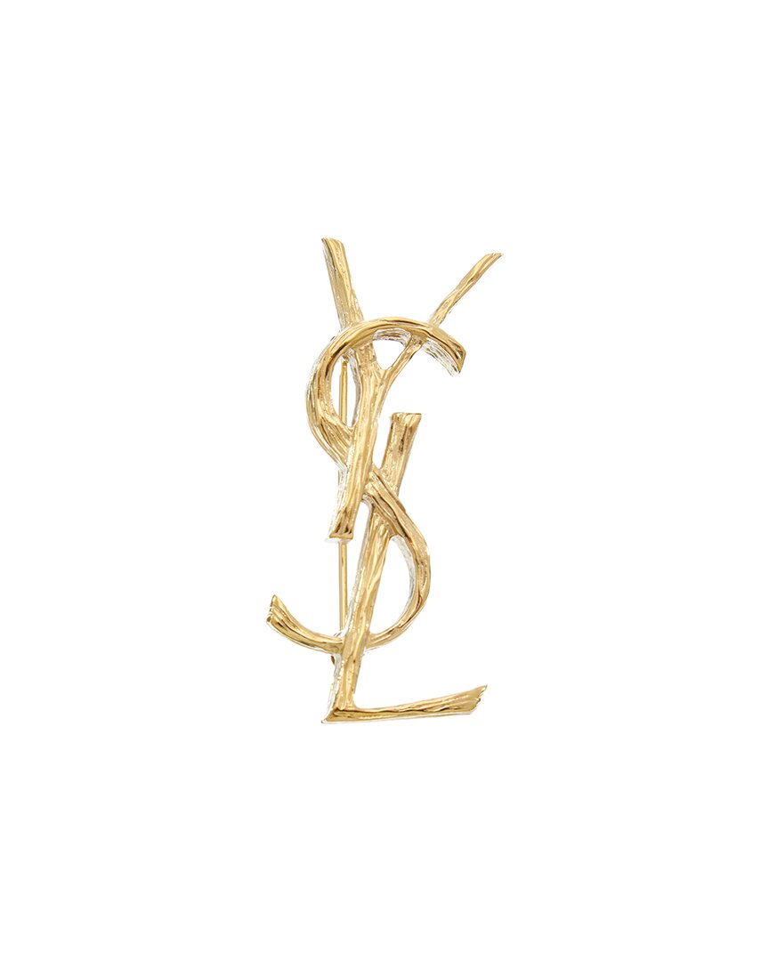 Saint Laurent Cassandre Brooch In Gold