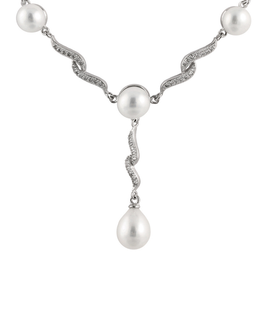Splendid Pearls Rhodium Plated 7-9mm Pearl Necklace In Metallic